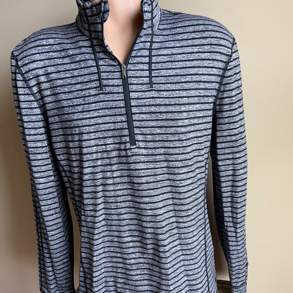 Lululemon Grey/Black Striped Half-Zip Pullover L